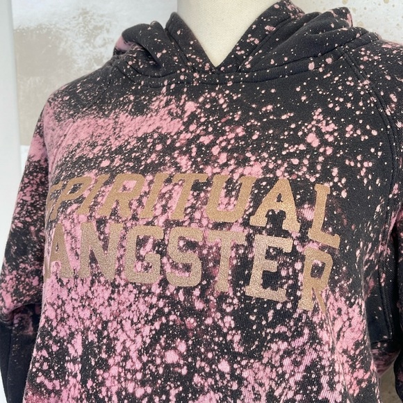 Spiritual Gangster Tye Dye Distressed Sweatshirt w/ kangaroo pocket - Picture 2 of 4